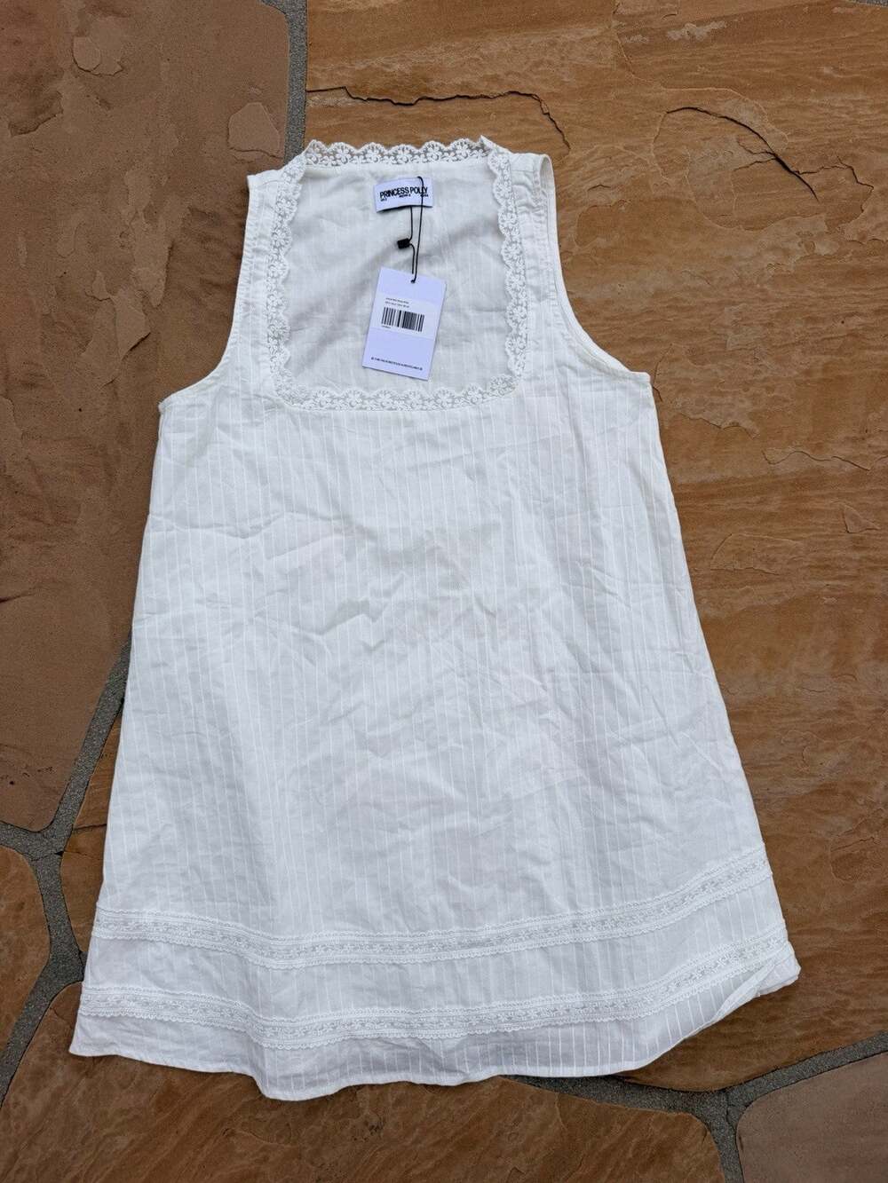 Princess Polly Women's White Mini Dress Boho Lace Sleeveless Size 2 NWT ES